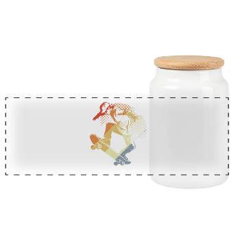 Skateboarder Retro - Panoramic Cookie Jar with Wooden Lid - white - Front