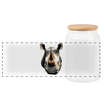 Nashorn Rhinozeros Afrika Safari Nashörner Rhino - Panorama Keksdose mit Holzdeckel - Weiß - Vorne