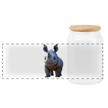 Nashorn Rhinozeros Afrika Safari Nashörner Rhino - Panorama Keksdose mit Holzdeckel - Weiß - Vorne