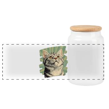 Britisch Kurzhaar Katze Retro - Panorama Keksdose mit Holzdeckel - Weiß - Vorne