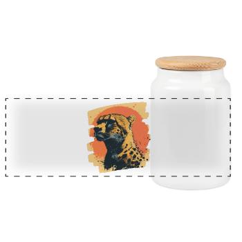 Guépard - Boîte à biscuits avec couvercle en bois - blanc - Devant