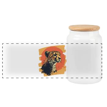 Guépard - Boîte à biscuits avec couvercle en bois - blanc - Devant