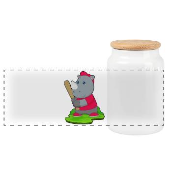 Rhino Baseball Baseball Bat - Panoramic Cookie Jar with Wooden Lid - white - Front