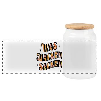 Drôle de dicton : Qu’est-ce que les choses font - Boîte à biscuits avec couvercle en bois - blanc - Devant