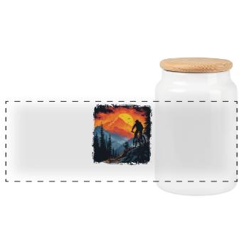 Mountainbiking Zeichnung Retro - Panorama Keksdose mit Holzdeckel - Weiß - Vorne
