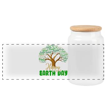 Bonne Journée de la Terre - Boîte à biscuits avec couvercle en bois - blanc - Devant