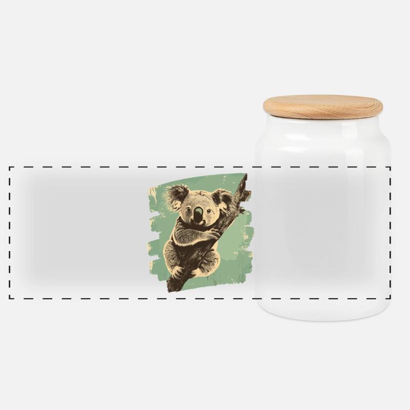 Koala - Panorama Keksdose mit Holzdeckel - Weiß