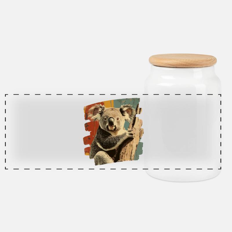 Koala Bär - Panorama Keksdose mit Holzdeckel - Weiß