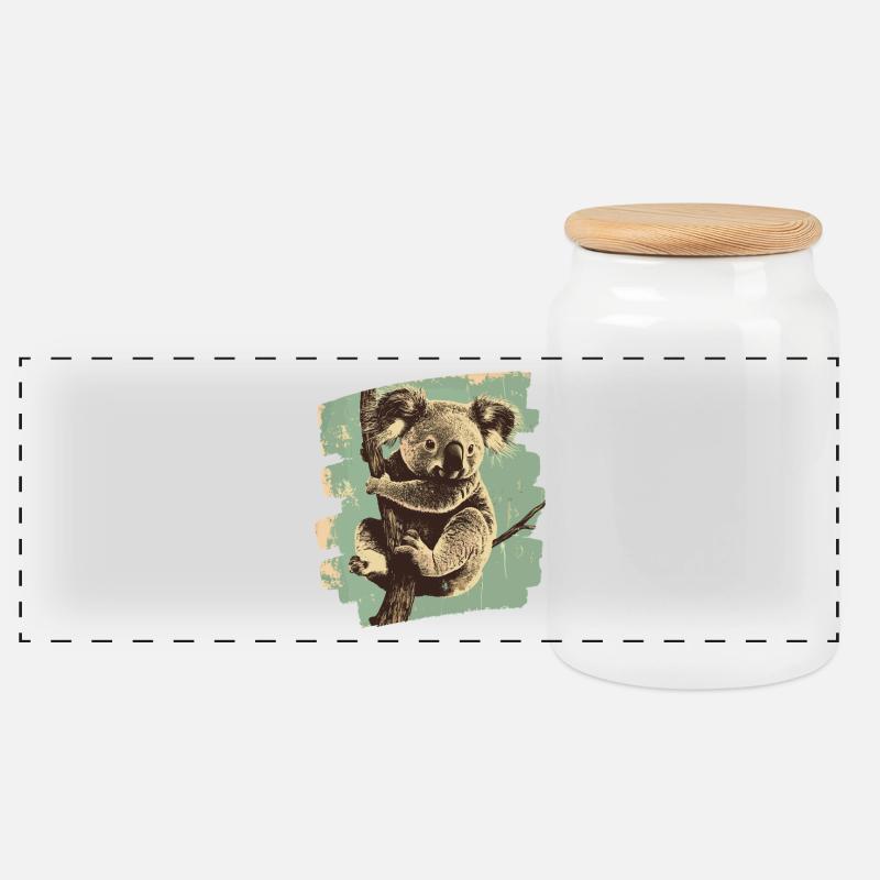 Koala - Panorama Keksdose mit Holzdeckel - Weiß