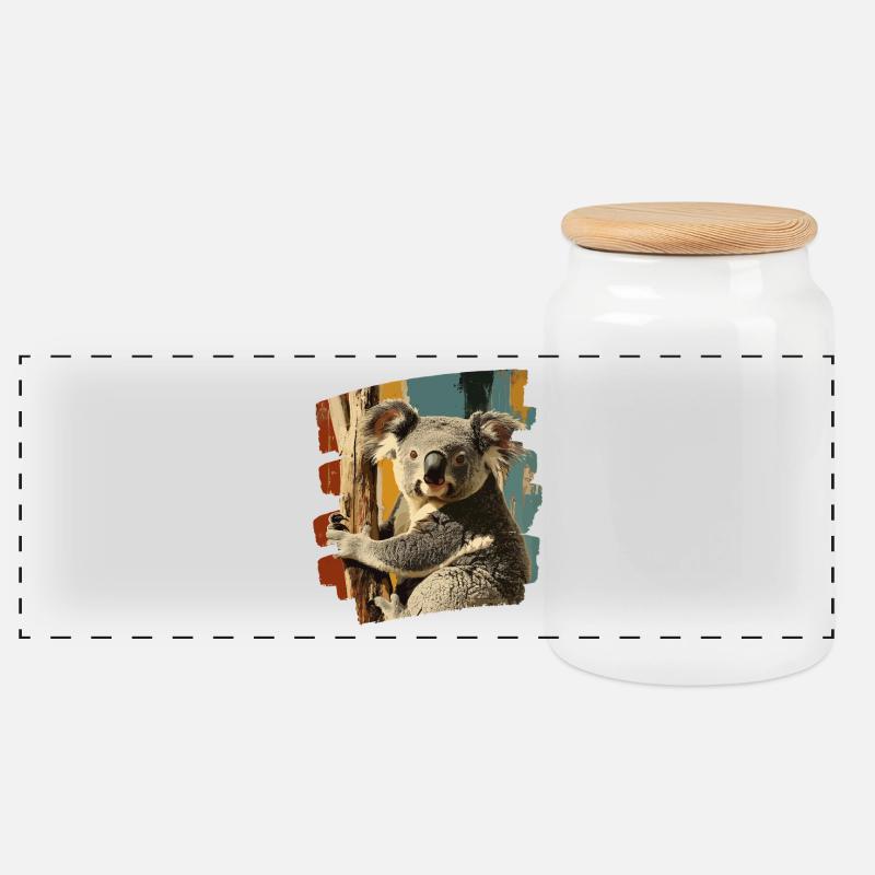Koala - Panorama Keksdose mit Holzdeckel - Weiß