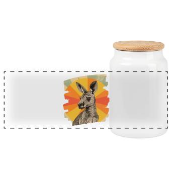 Kangaroo Retro - Panoramic Cookie Jar with Wooden Lid - white - Front