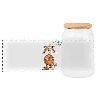 ew gens chat rouge disant chats - Boîte à biscuits avec couvercle en bois - blanc - Devant
