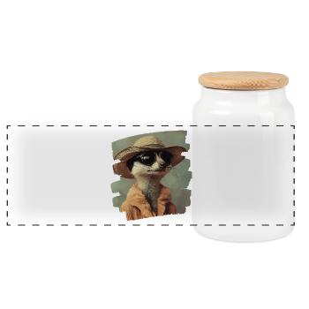 Suricate Rétro - Boîte à biscuits avec couvercle en bois - blanc - Devant