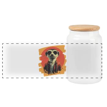 Suricate Rétro - Boîte à biscuits avec couvercle en bois - blanc - Devant