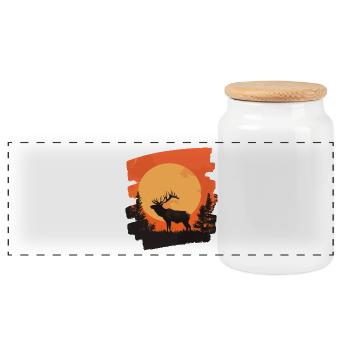 Moose Retro - Panoramic Cookie Jar with Wooden Lid - white - Front