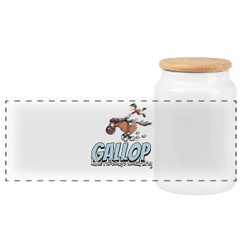 Gallop Like Nobodys Watching Reiter Pferde Cartoon - Panorama Keksdose mit Holzdeckel - Weiß - Vorne