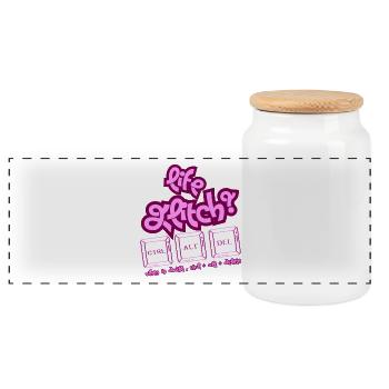 Life Glitch Keyboard - Panoramic Cookie Jar with Wooden Lid - white - Front
