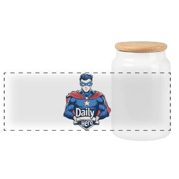 Daily Hero - Unleash your inner hero - Panoramic Cookie Jar with Wooden Lid - white - Front