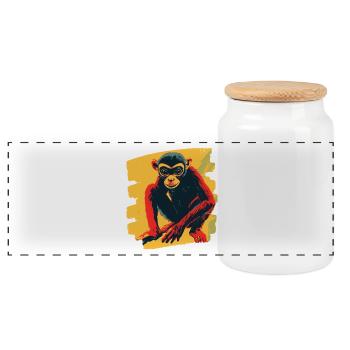 Spider monkey - Panoramic Cookie Jar with Wooden Lid - white - Front