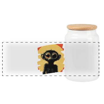 Spider Monkey Retro - Panoramic Cookie Jar with Wooden Lid - white - Front