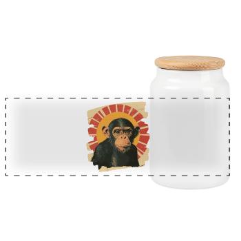 Monkey Retro - Panoramic Cookie Jar with Wooden Lid - white - Front