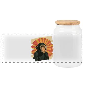 Monkey Retro - Panoramic Cookie Jar with Wooden Lid - white - Front