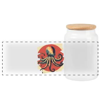 Kraken Oktopus - Panorama Keksdose mit Holzdeckel - Weiß - Vorne