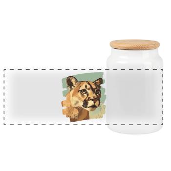 Lion from mountain Retro - Panorama Keksdose mit Holzdeckel - Weiß - Vorne