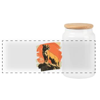 Lion from mountain Retro - Panorama Keksdose mit Holzdeckel - Weiß - Vorne