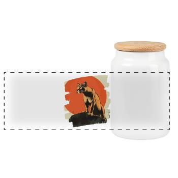 Lion de montagne Rétro - Boîte à biscuits avec couvercle en bois - blanc - Devant