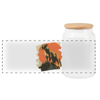 Lion from mountain Retro - Panorama Keksdose mit Holzdeckel - Weiß - Vorne