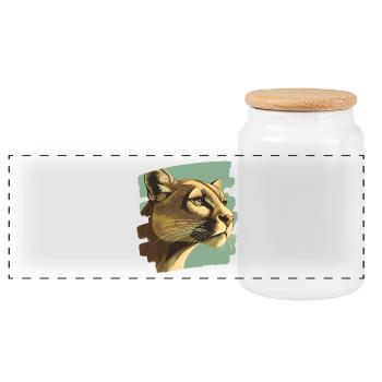 Lion de montagne Rétro - Boîte à biscuits avec couvercle en bois - blanc - Devant