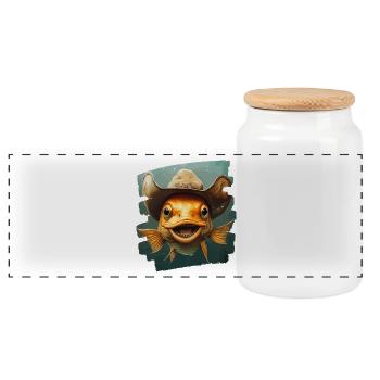 Texas Fishing Retro - Boîte à biscuits avec couvercle en bois - blanc - Devant