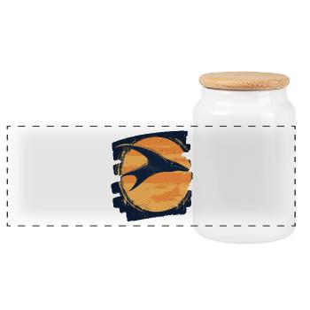 Raies Manta Rétro - Boîte à biscuits avec couvercle en bois - blanc - Devant