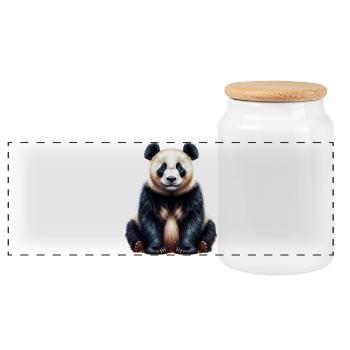 Panda - Panorama Keksdose mit Holzdeckel - Weiß - Vorne