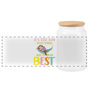It s test day don t stress just do your best - Panorama Keksdose mit Holzdeckel - Weiß - Vorne