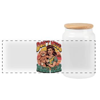 Leg dich nicht mit Mama Bär Retro Lustiges Geschenk an - Panorama Keksdose mit Holzdeckel - Weiß - Vorne