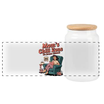 Mom's Chill Zone Kein Drama Lustiges Geschenk - Panorama Keksdose mit Holzdeckel - Weiß - Vorne