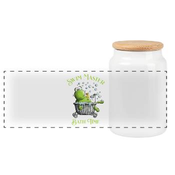 Swim Master Bath Time Wellness Frosch Badewanne - Panorama Keksdose mit Holzdeckel - Weiß - Vorne