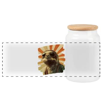 Sloth Retro - Panoramic Cookie Jar with Wooden Lid - white - Front