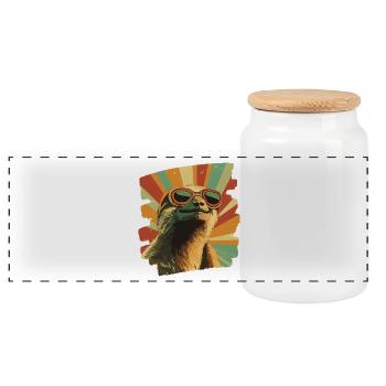 Faultier Retro - Panorama Keksdose mit Holzdeckel - Weiß - Vorne
