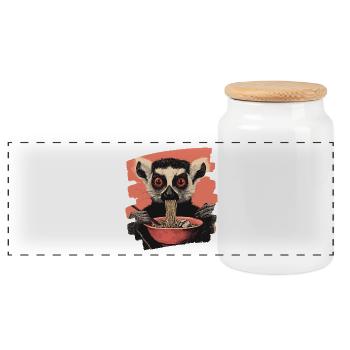 Lemur Ramen Rétro - Boîte à biscuits avec couvercle en bois - blanc - Devant