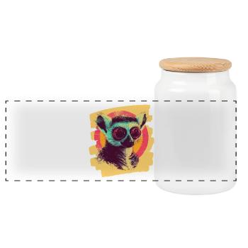 Lémurien - Boîte à biscuits avec couvercle en bois - blanc - Devant