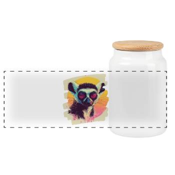 Lemur - Panorama Keksdose mit Holzdeckel - Weiß - Vorne