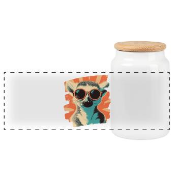 Lémurien - Boîte à biscuits avec couvercle en bois - blanc - Devant