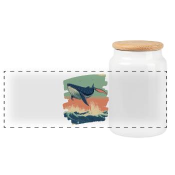 Baleine - Boîte à biscuits avec couvercle en bois - blanc - Devant