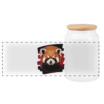 Petit panda - Boîte à biscuits avec couvercle en bois - blanc - Devant