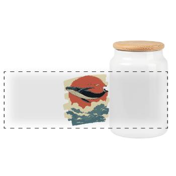 Baleine Rétro - Boîte à biscuits avec couvercle en bois - blanc - Devant