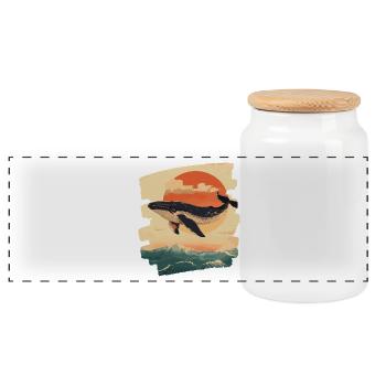 Wal Retro - Panorama Keksdose mit Holzdeckel - Weiß - Vorne