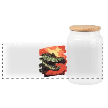 Crocodile - Panoramic Cookie Jar with Wooden Lid - white - Front